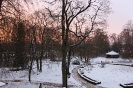 Zima 2021 - wschód słońca nad muzeum w Drozdowie